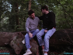 Friends kissing and getting horny outside