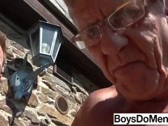 Elderly Frank meats warm stud