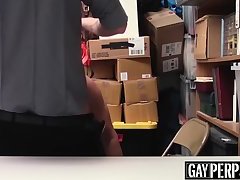 Young shoplifter paying for his crimes with his bare ass