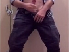 Bear Jerking Off at Work in Restoom 8