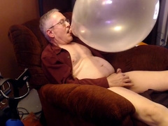 Balloonbanger 61) Step daddy Blowing Up 17inch Balloon, Jerk, Cum And Pop!