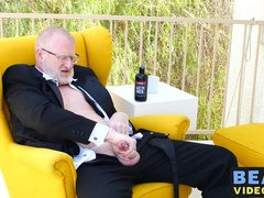 Mature bear Rusty McMann masturbates passionately solo