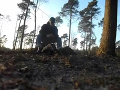 nlboots - outdoors in the wood in rubber boots and jodphurs