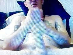 Tattooed hung straight daddy edges his huge hung big dick