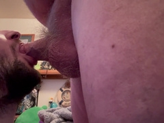 Granddad gets vocal when he finishes off in my throat