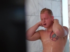 Sub bottom boy cleans himself off for Step daddy.