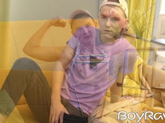 Kinky twink amateur Tommy Sweet wears a jockstrap while jerking off