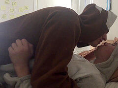 Boyfriends Making Out in Onesies