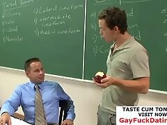 Sinful gay teacher gets nailed by gay student in classr