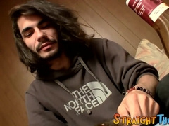 Devin Reynolds almost douses his plate with his own special mayonnaise after wanking