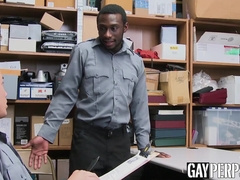 Ebony security punished by hung superior with bareback