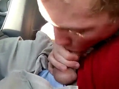 Blowing a friend in the car and he cums in my mouth 8