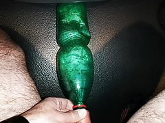 Gay boy piss in a botte and then cum