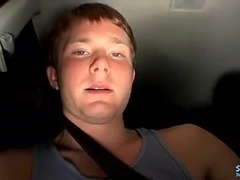 Gay-For-Pay thus Billy tugs his fuck-stick while railing in his truck