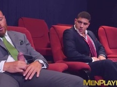 Raw construction workers bareback fucking at a movie night