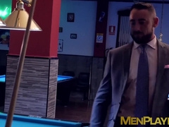 Men in suits hook up in the club for some deep anal sex