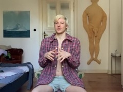 Twink crossdresser takes raw big twink cock in wild blowjob action