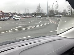 Horny carpark wank in sexy bodysuit stockings panties heels