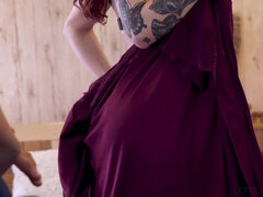 Dormitorio, Mamada, Morena, Tetona, Besar, Coño, Tatuaje, Esposa