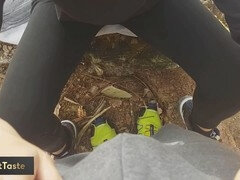 Intense forest passion with a close encounter and a creamy cumshot on her ass!