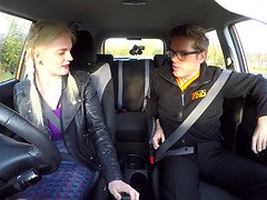 Georgie Lyall gets a hard fuck in the car while driving herself!