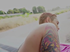 POV amateur tattooed babe fucked in public outdoors