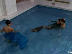 Natural, Tetas naturales, Desnudo, Pelirrojo, Satén, Medias largas, Tetas, Bajo el agua