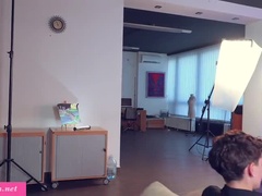 Redhead lesbian dominant slapping submissive Jeny Smith spanking big booty naked pussy