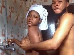 Naughty Ebony Darkskin Nigerian Couple Fuck Hardcore Doggystyle In Hot Shower! - Ebony