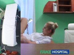 Sexy blonde nurse in uniform gets creampied by doctor in fake hospital roleplay