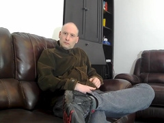 Kudoslong On The Sofa Undressed His Erect Cock Is Hairy And Naked He Shows His Anus And Tugs His Balls As He Wanks
