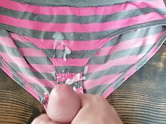 Cumming on wife's pink panties