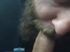 Good cocksucker swallowing a load in the car