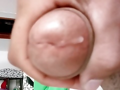 Cum oozing out of cock for one entire minute