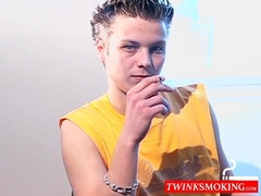 Young Stone likes to smoke while reading porn while wanking