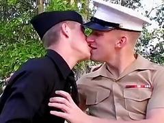 Navy twink makes his boyfriend hard and deepthroats his dick