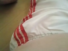 I In Adidas Nylon Satin Short White With Red Stripes