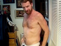 Hairy artist disrobes and masturbates for a furry JOI