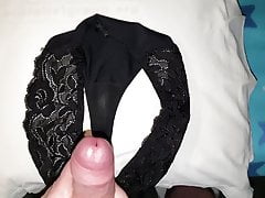 Playing and fucking my mommys sexy black lace thongs