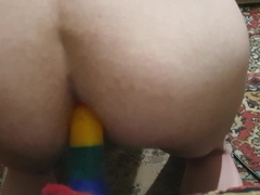 Sasha Earth drills bootie with fake penis ass-fuck spread out playthings