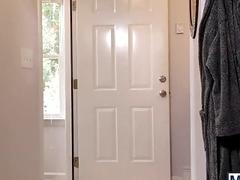 Soccer stud screwed under the shower after fellatio