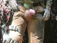 Cut weenie and unshaved pouch Urinating