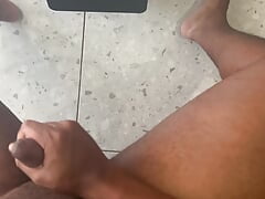 Big Guy Strokes Dick with Hands and Fleshlight until He Shoots a Big Moaning Cumshot