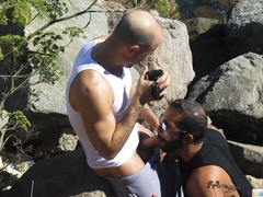 Adam Russo and a baldie are making a sex tape in public