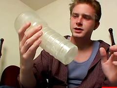 Smoking teen uses a Fleshlight for the first time