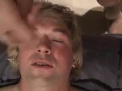 Fucking the twink's mouth and cumming on his face 17