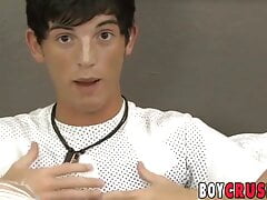 Adorable twink Tyson Corrigan masturbates after an interview