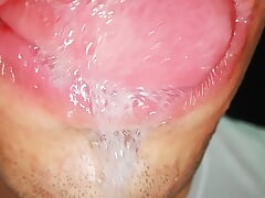 in my mouth, tongue, saliva, tongue, sloopy, sucking, spit fetish, long tongue and drooling close-up