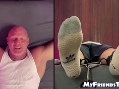 Dominant Thom uses an electric toothbrush to tickle stud Dev