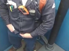 Bearded Hunk Strokes Cock Outdoors in a Porty Potty 2